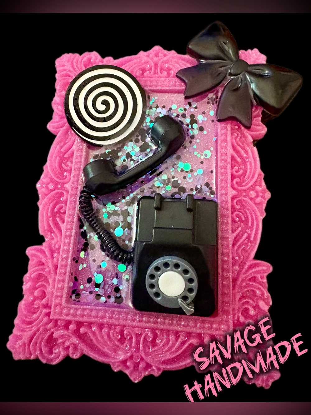 Handmade Glitter Resin Mini Framed Mixed Media Wall Art “The Abyss is Calling”